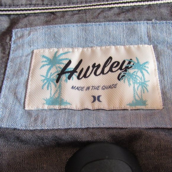 NWT Hurley Light Blue Short Sleeve Slub Button-Down Size Large 100% Cotton - Picture 5 of 12